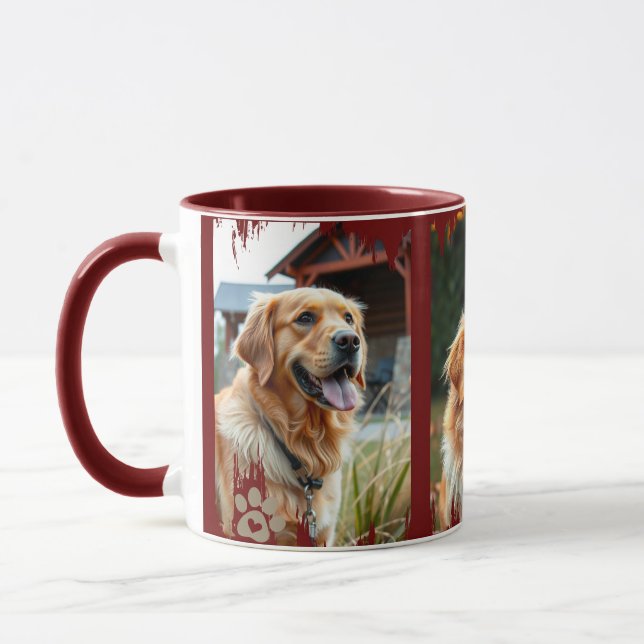 Mug 3 photos de chien Cadeau de coeurs empreintes de p (Gauche)