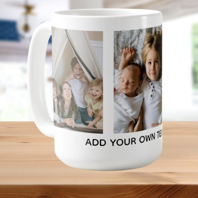 Mug 3 photos et texte personnalisés (Personalized 3 Photo and Text Coffee Mug by Ricaso. Keepsake photograph gift ideas )