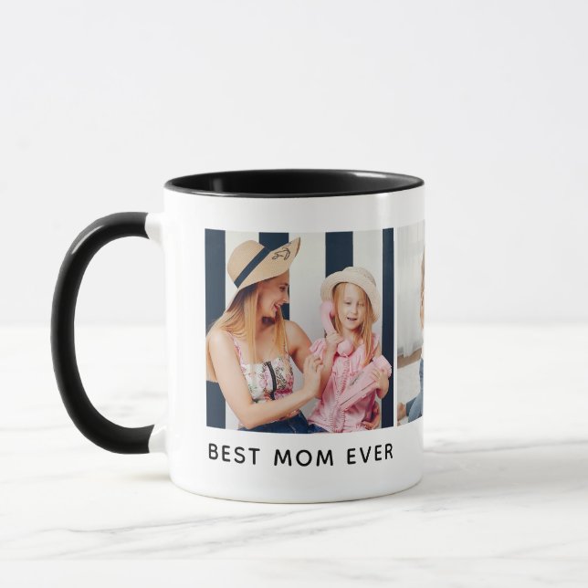 Mug 3 photos personnalisées 'Best Mom Ever' (Gauche)