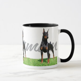 Mug 3 Pinschers noirs de dobermann avec le graphique