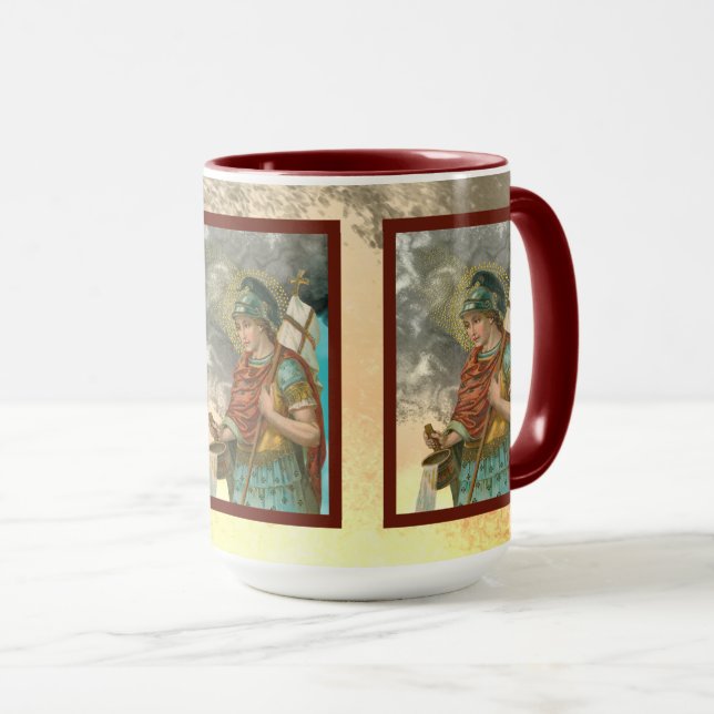 Mug 3 x 3 Florian avec seau (Fumée; M 019) 15 oz. (Devant droit)