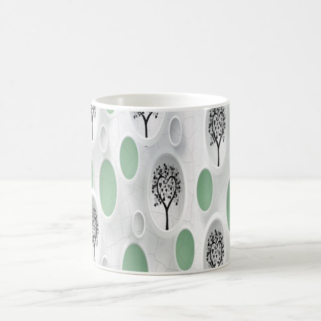 Mug 3D Abstrait avec cercles Cardiaque Arbre (Centre)