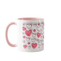 3D Puff effet gonflé Coeurs motif