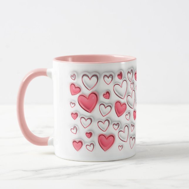Mug 3D Puff effet gonflé Coeurs motif (Gauche)