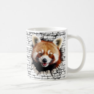 Mug 3D Red Panda Wall Break Art - Safari réaliste