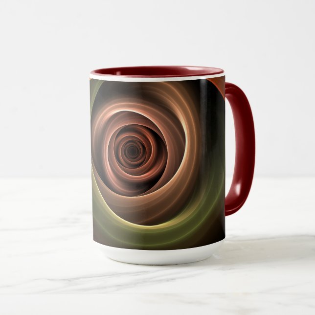 Mug 3D Spirale Abstraite couleurs chaudes Art fractal  (Devant droit)