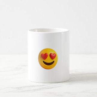 Mug 3d yellow smiling emoji face with heart shaped eye
