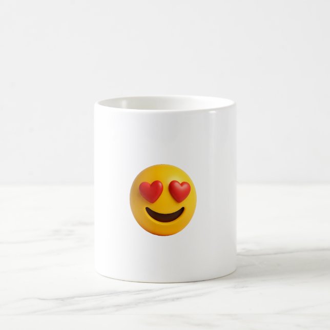 Mug 3d yellow smiling emoji face with heart shaped eye (Centre)