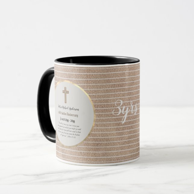 Mug 3e anniversaire d'ordination Cuir - TOUTE CLERGIE (Devant gauche)