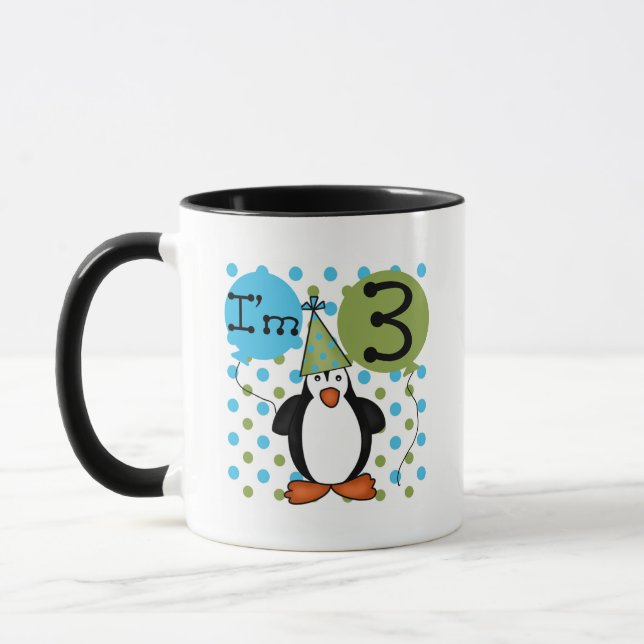 Mug 3ème Pingouin T-shirts et cadeaux d'anniversaire (Gauche)