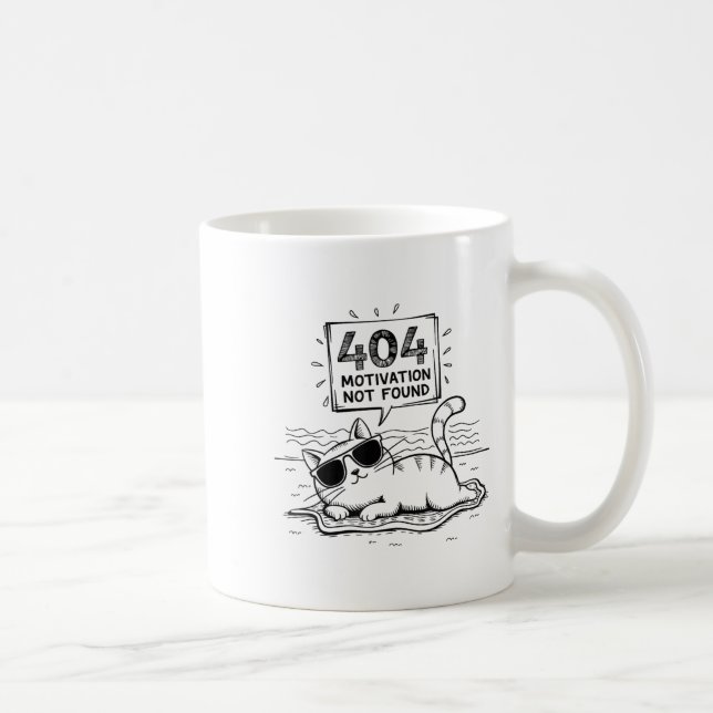 Mug 404 Motivation Not Found Funny Lazy Cat Humor Cat  (Droite)