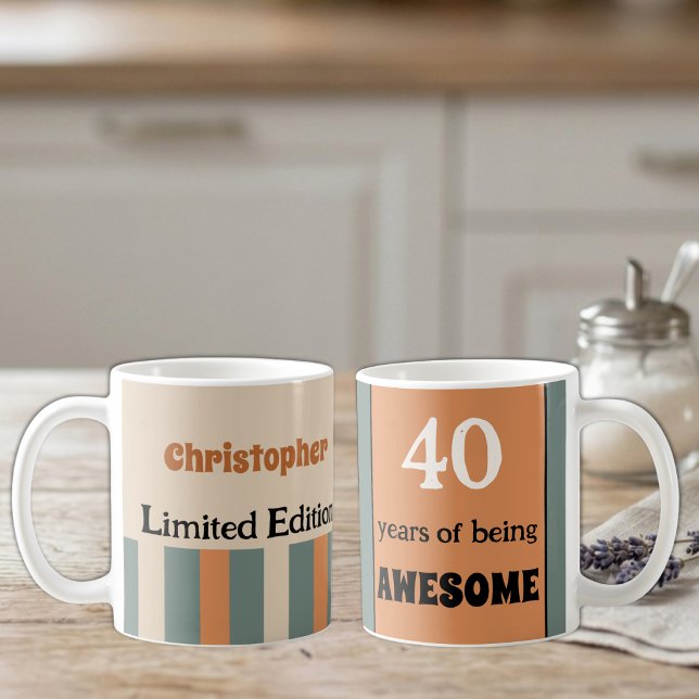 Mug 40 ans de nom génial orange vert (Créateur téléchargé)