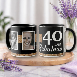 Mug 40 ans et Fabuleux Paillettes Dorées 2 Photo 40e A
