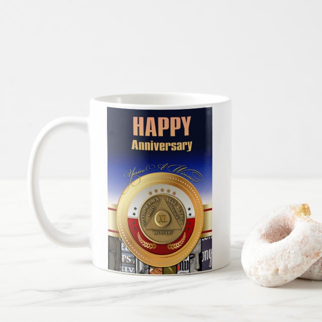 Mug 40 ans NOM PERSONNALISÉ AA Coin Vous êtes un gagna (Avec donut)