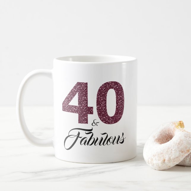 Mug 40 et fabuleuse Parties scintillant pourpre 40e an (Avec donut)