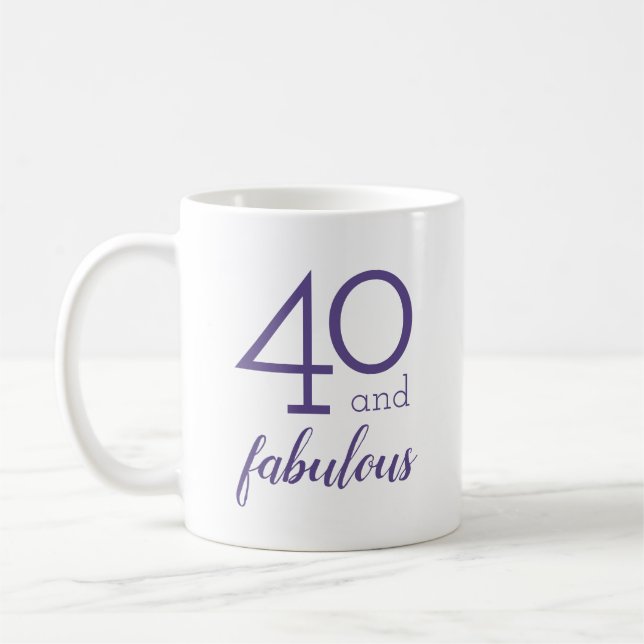Mug 40 et fabuleux cadeau d'anniversaire violet (Gauche)