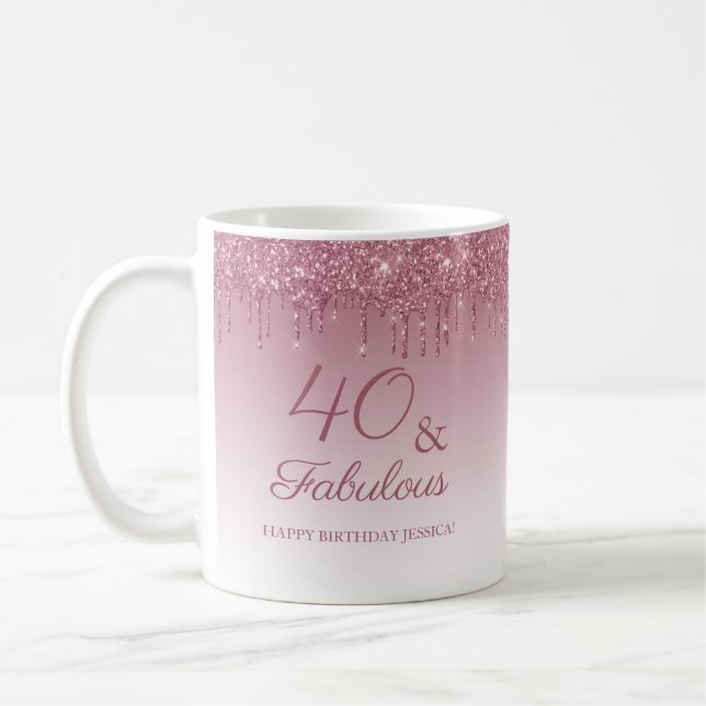 Mug 40 et fabuleux Rose Gold rose Parties scintillant  (Gauche)