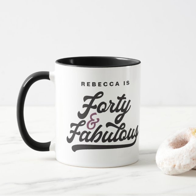 Mug 40 & fabuleux anniversaire rétro script vintage (Avec donut)