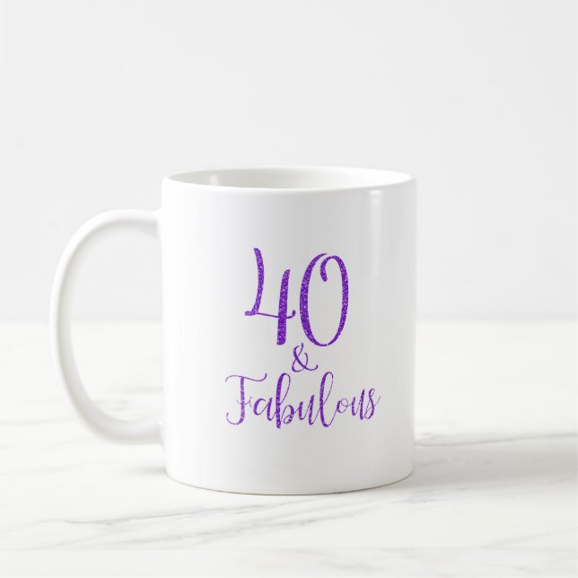 Mug 40 & Fabuleux Purple Parties scintillant Typograph (Gauche)