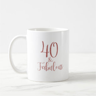 Mug 40 & Fabuleux Rose Gold Parties scintillant Typogr