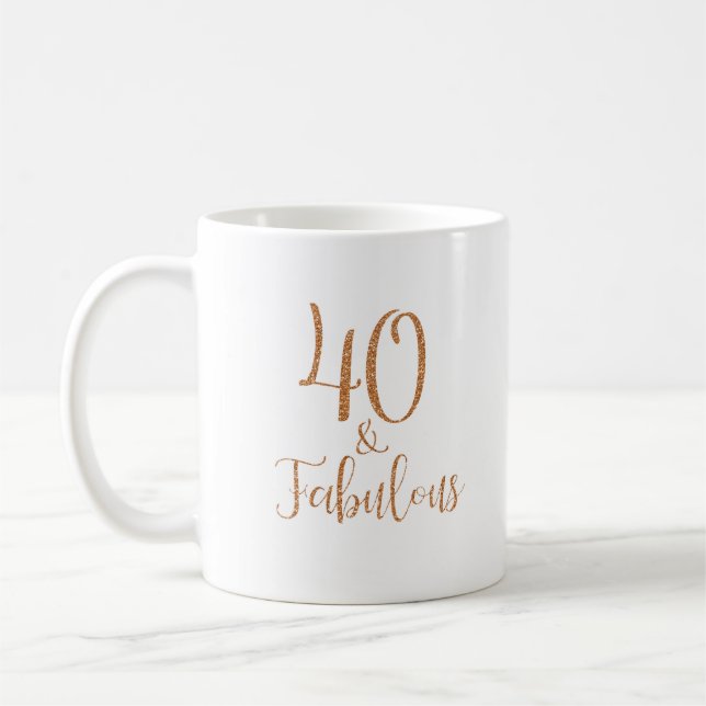 Mug 40 & Fabulous Gold Parties scintillant Typographie (Gauche)