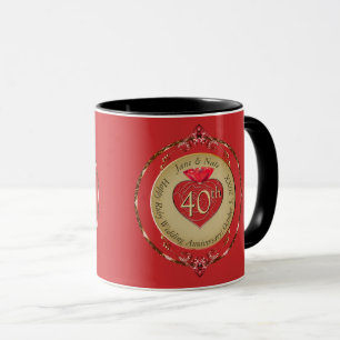Mug 40e/15e anniversaire du Mariage Ruby