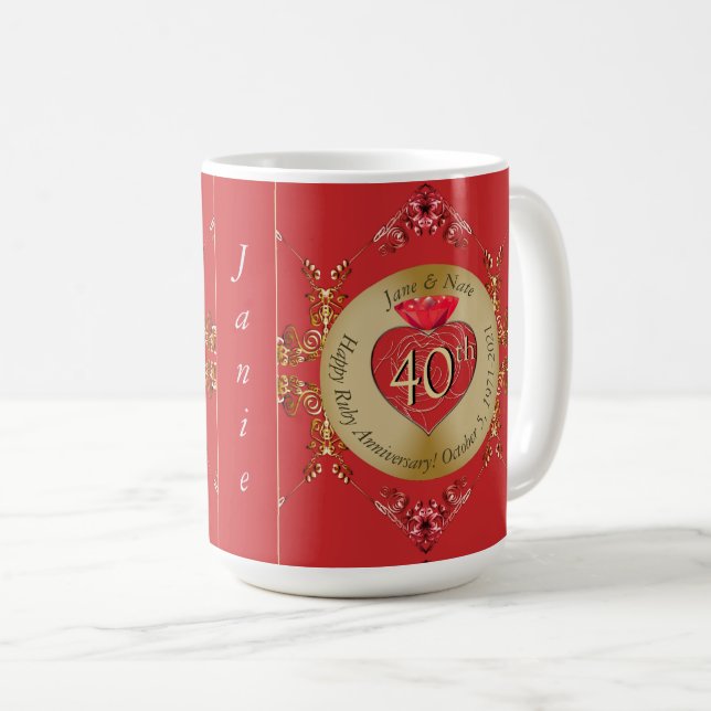 Mug 40e/15e anniversaire du Mariage Ruby (Devant droit)