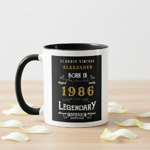 Mug 40e anniversaire 1986 Légende Rétro Noir Personnal