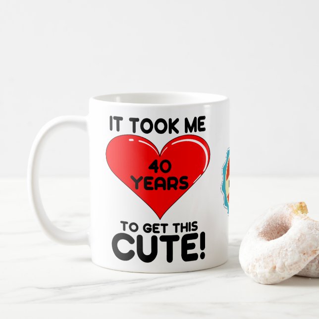 Mug 40e anniversaire 40 ans Coeur personnalisé (Avec donut)