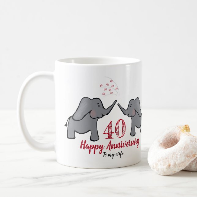 Mug 40e anniversaire de mariage de rubis femme éléphan (Avec donut)