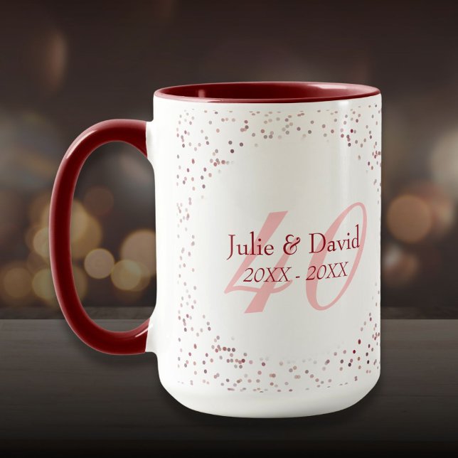 Mug 40e Anniversaire de Mariage Rubis Confettis (40th Wedding Anniversary Ruby Stardust Confetti Mug)