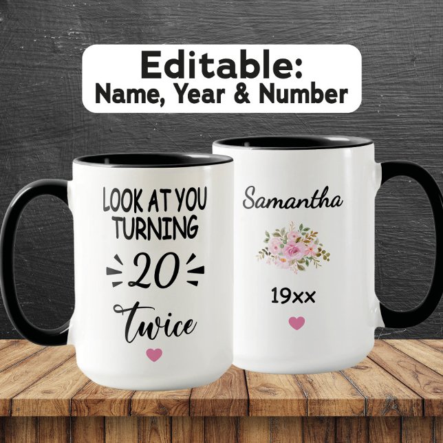 Mug 40e anniversaire drôle - Nom personnalisé & année  (Créateur téléchargé)