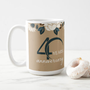 Mug 40e anniversaire du Mariage de fleurs rustiques