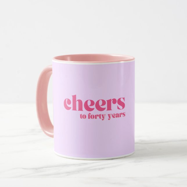 Mug 40e anniversaire, "encourage à quarante ans" viole (Devant gauche)