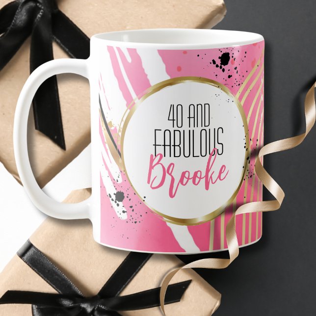 Mug 40e anniversaire fabuleux pour son or noir rose (Créateur téléchargé)