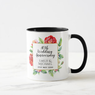 Mug 40e anniversaire Mariage cadeau - Ruby Red Roses