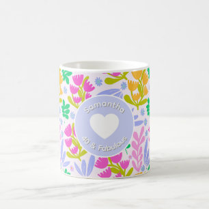 Mug 40e anniversaire nom aquarelle fleurs sauvages flo