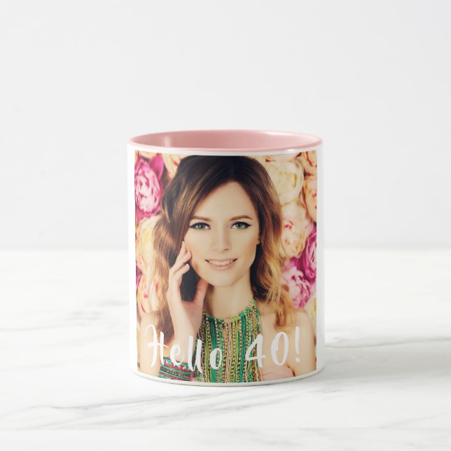 Mug 40e anniversaire photo bonjour 40 femmes (Centre)