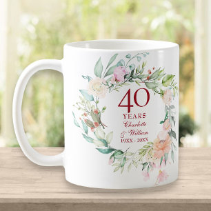 Mug 40e anniversaire Ruby Mariage Pays Floral