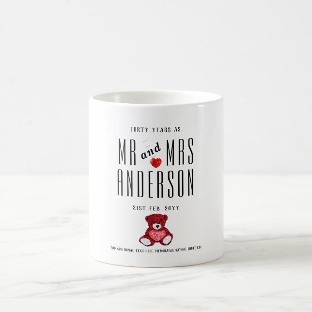 Mug 40e RUBY Mariage Anniversaire Cadeau personnalisé (Centre)