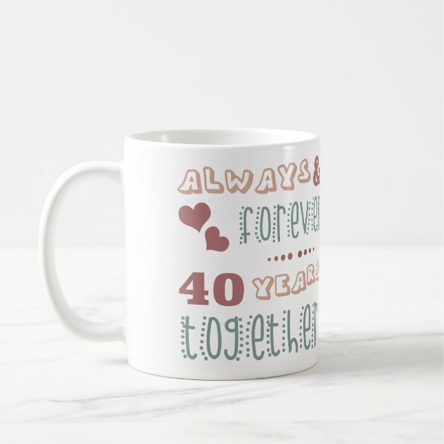 Mug 40ème anniversaire de Mariage mignon (Gauche)