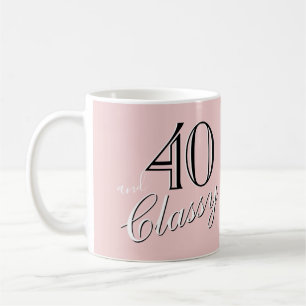 Mug 40ème et élégant Blush Pink élégant Script Anniver