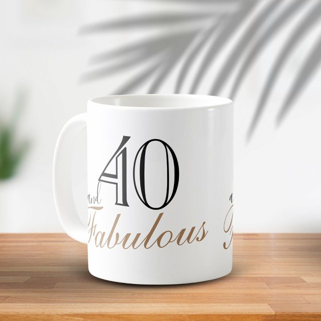 Mug 40ème et fabuleux noir élégant script Anniversaire (Créateur téléchargé)