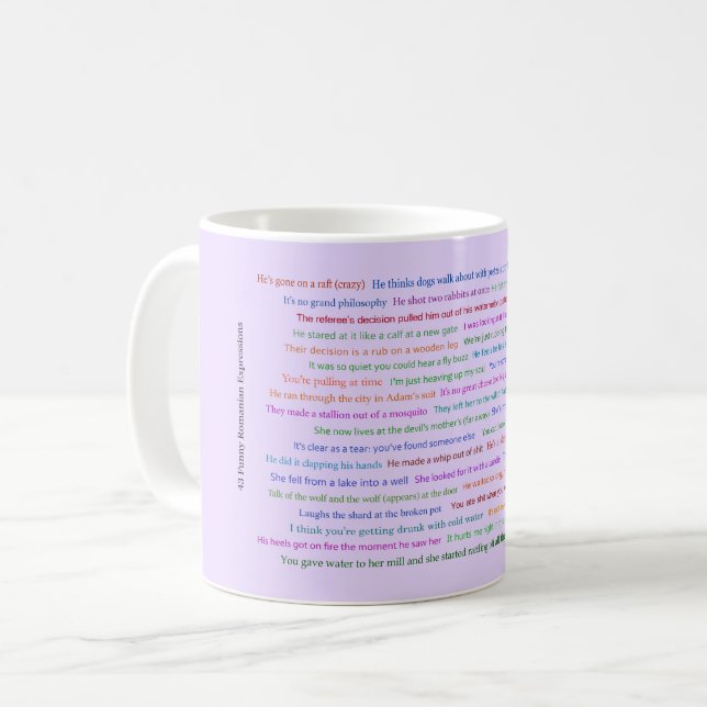Mug 43 expressions roumaines drôles pour animer la con (Devant gauche)