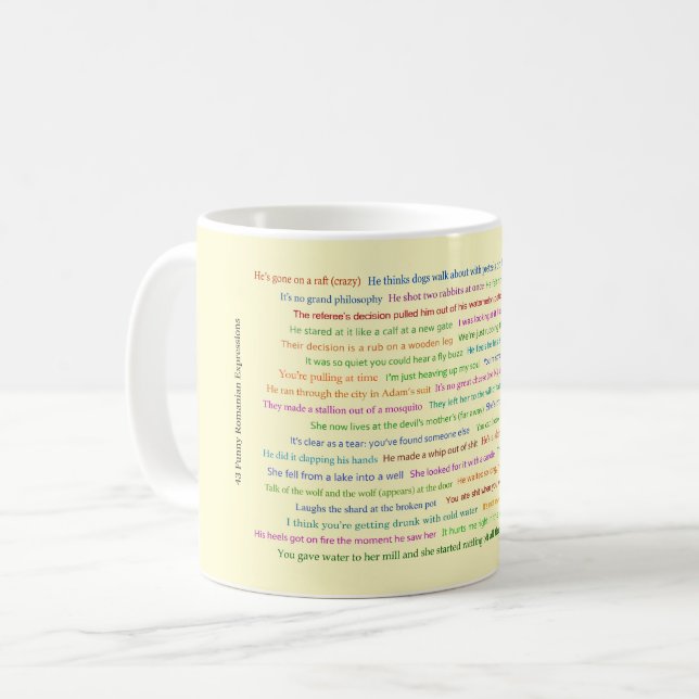 Mug 43 expressions roumaines drôles pour animer la con (Devant gauche)