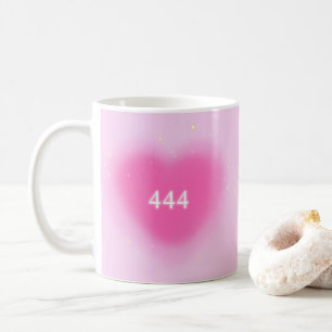 Mug 444 Moderne Coeur rose Numéro d'ange esthétique