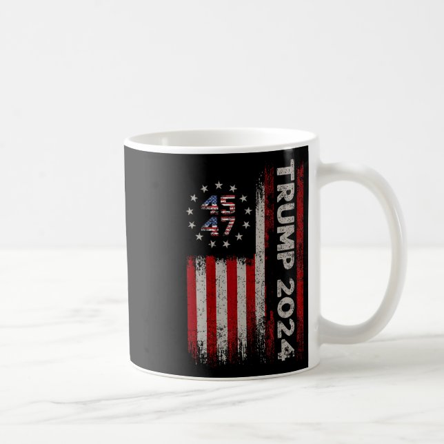 Mug 45 47 Trump 2024 Drapeau américain 1 (Droite)