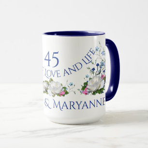 Mug 45 ans d'amour - Couture des roses blanches