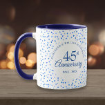 Mug 45e 65e anniversaire de Mariage Coeurs d'amour Con<br><div class="desc">Doté de délicats coeurs bleu saphir confetti. Personnalisez avec vos détails spéciaux pour 45ème ou 65ème anniversaire de mariage mis dans la typographie chic. Conçu par Thisisnotme©</div>