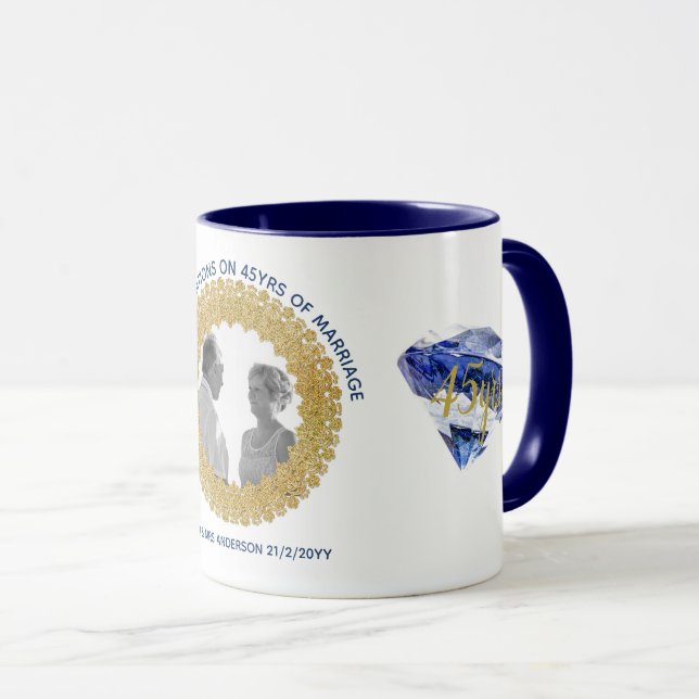 Mug 45e anniversaire du Mariage - AJOUTER PHOTO Sapphi (Devant droit)
